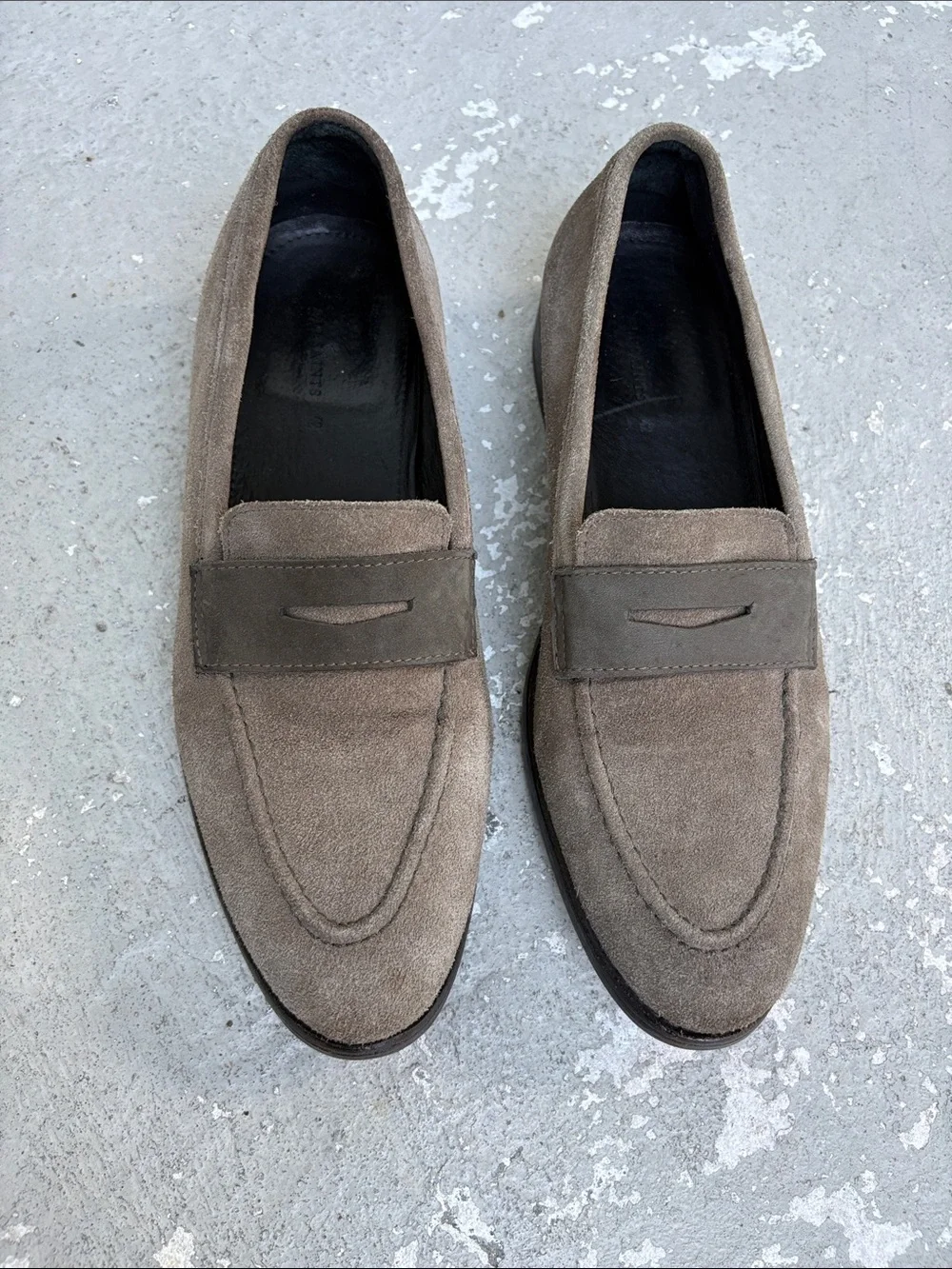 All Saints men’s suede 2 tone loafers